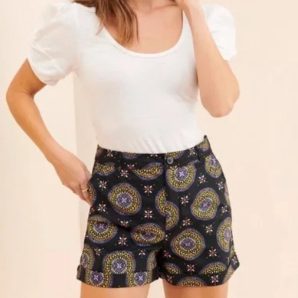 Maeve Pants - Maeve Black Medallion High Rise Shorts
